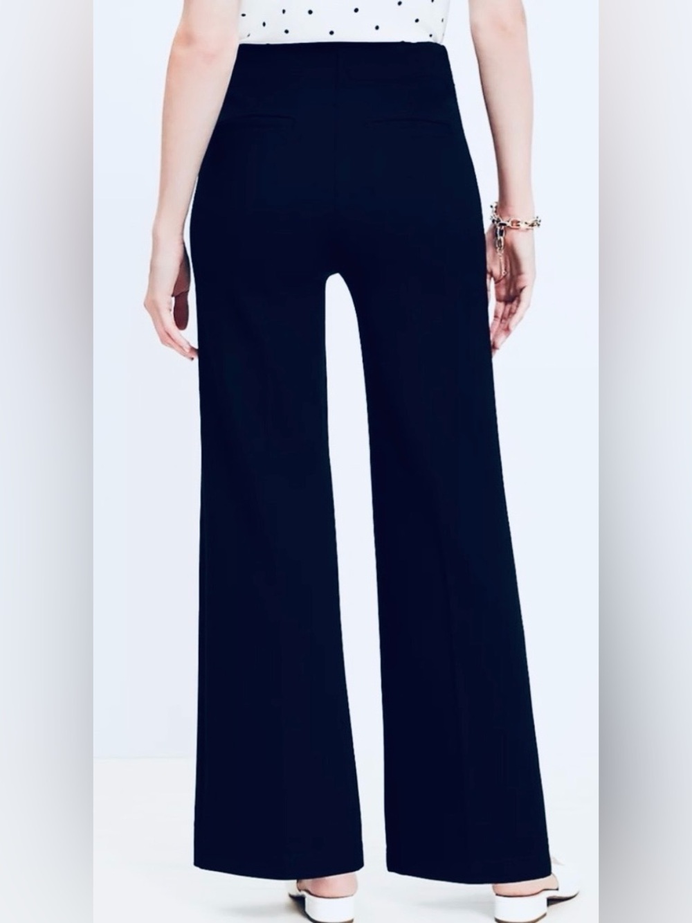 * New LOFT Dark Midnight Navy High-Waist Wide-Leg Trousers SZ 12 *
